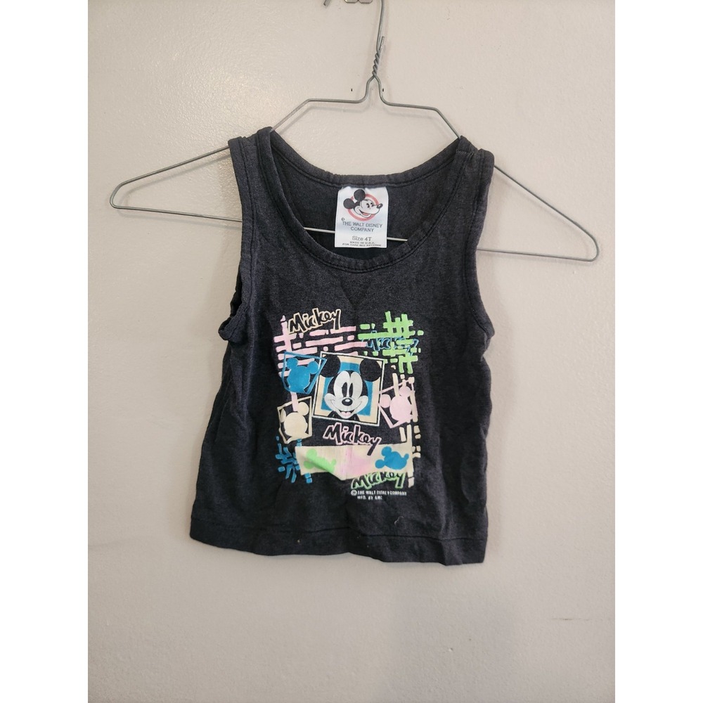 Vintage Disney Mickey Mouse Childrens Size 4T Tank Top Gray‎ 90s Made In USA